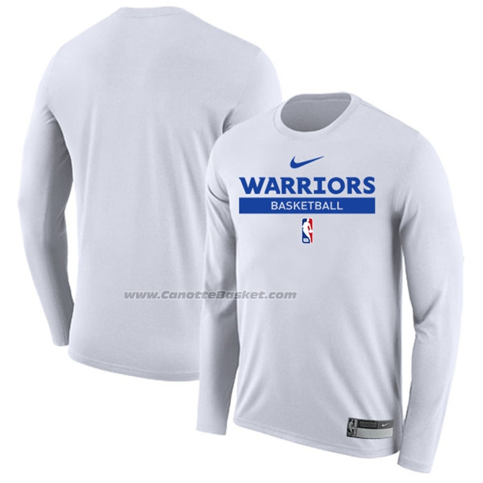 Maglia Manica Lunga Golden State Warriors Practice Performance 2022-23 Bianco